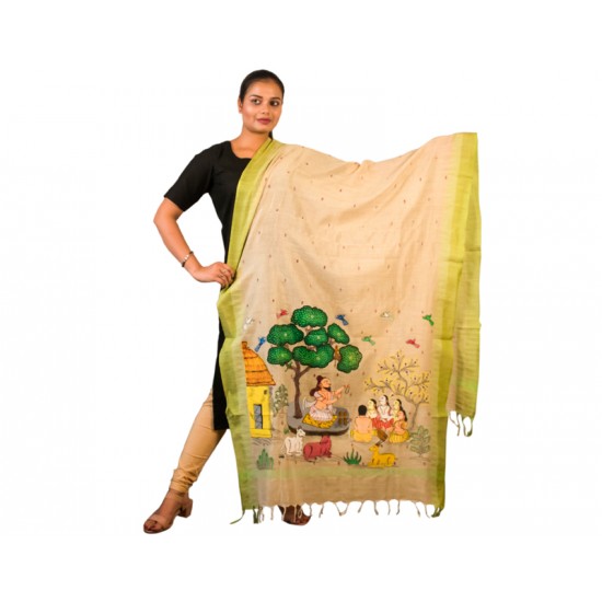 Hand Painted Patachitra Dupatta 16