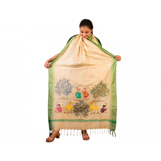 Hand Painted Patachitra Dupatta 11