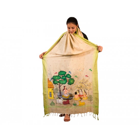 Hand Painted Patachitra Dupatta 16