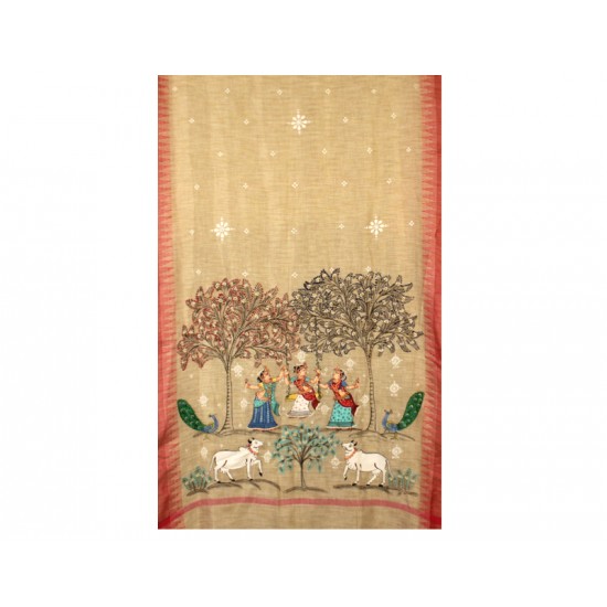 Hand Painted Patachitra Dupatta 23